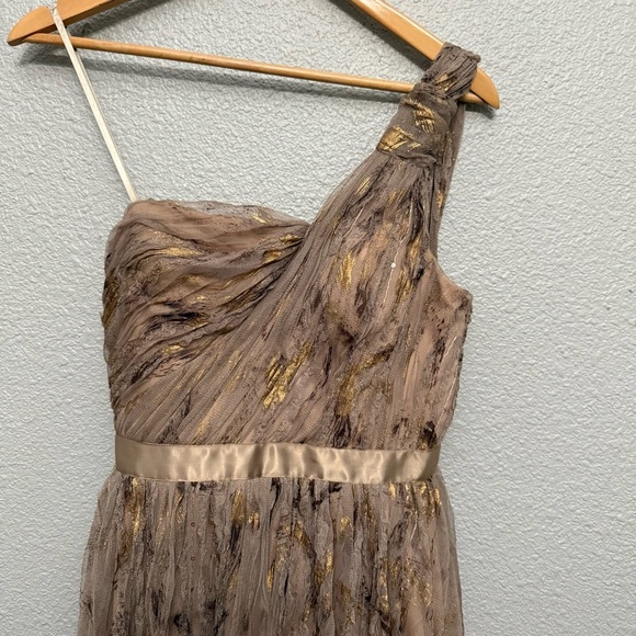Aidan Mattox One Shoulder Dress Size 4 EUC Metallic - Picture 3 of 9